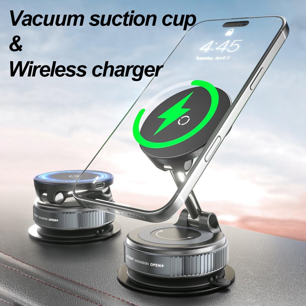 Wireless Car Charger Mount Fast Charging - Suporte magnético para telefone com carregador