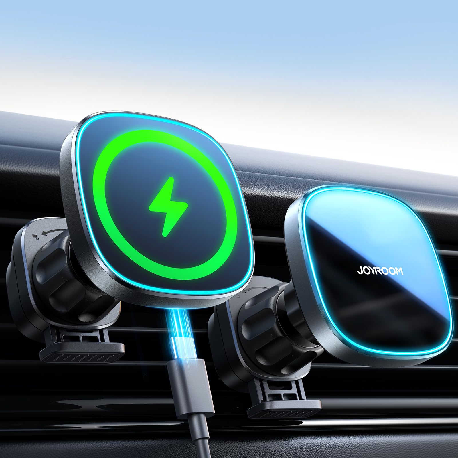 Wireless Car Charger Mount Fast Charging - Carregador Magnético Sem Fio para Carro,
