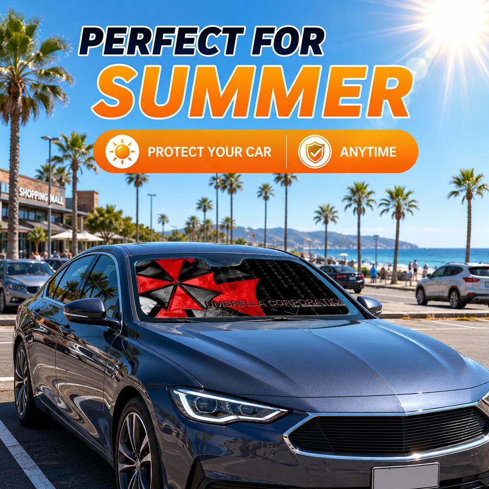 Guarda-chuva de Filme de Terro - Car Sunshade Windshield Umbrella Foldable avaliação e preço