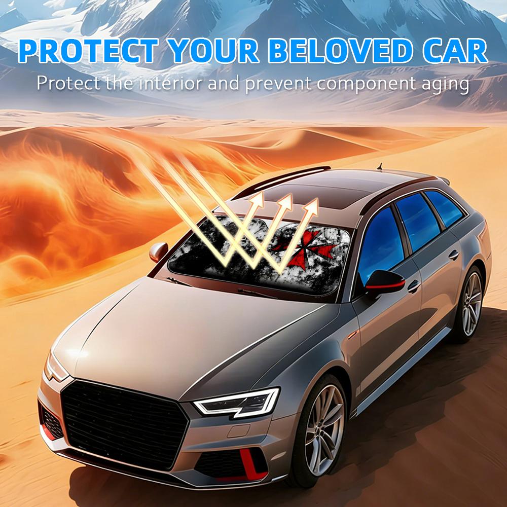 Guarda-chuva de Filme de Terro - Car Sunshade Windshield Umbrella Foldable avaliação e preço