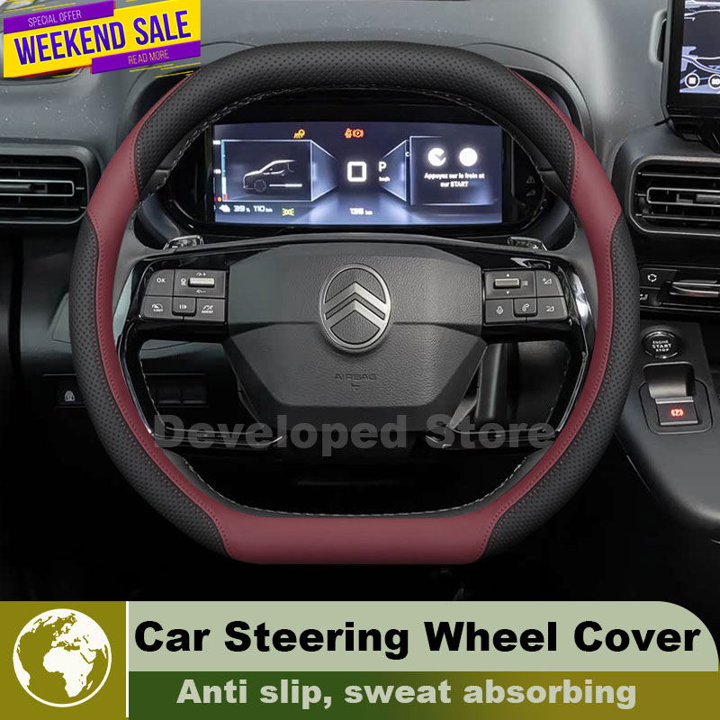 Capa de Volante de Couro para  - Car Steering Wheel Cover Anti Slip Breathable avaliação e preço
