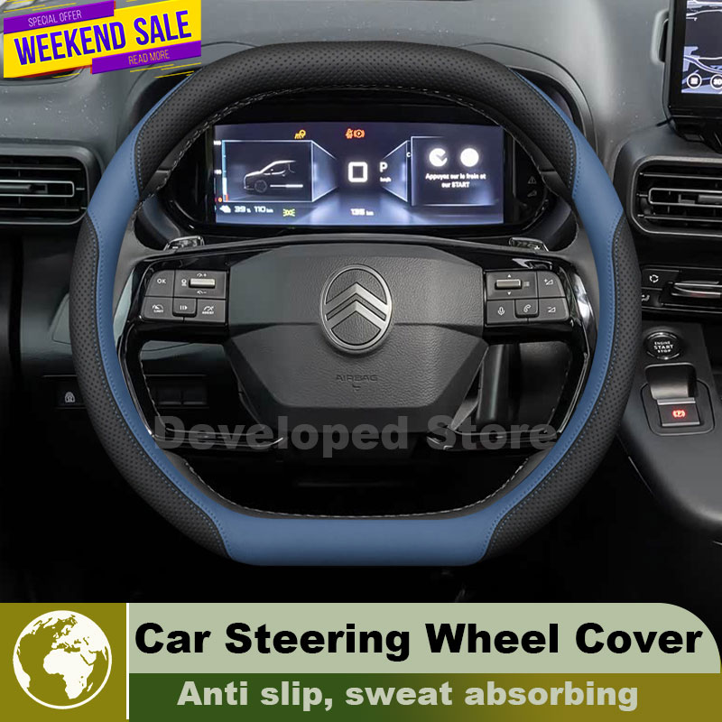 Capa de Volante de Couro para  - Car Steering Wheel Cover Anti Slip Breathable avaliação e preço