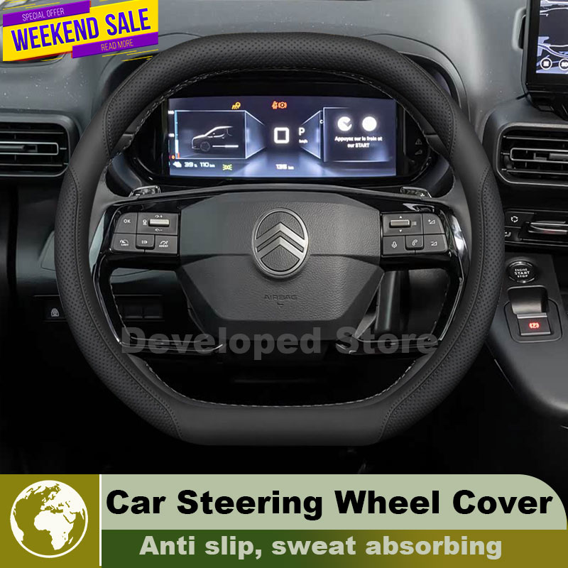 Capa de Volante de Couro para  - Car Steering Wheel Cover Anti Slip Breathable avaliação e preço