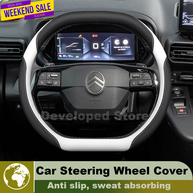 Capa de Volante de Couro para  - Car Steering Wheel Cover Anti Slip Breathable avaliação e preço